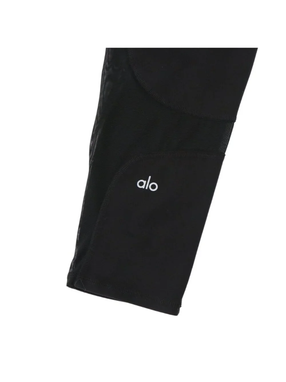 ALO Mesh Side Panels Crop Black Leggings XS S